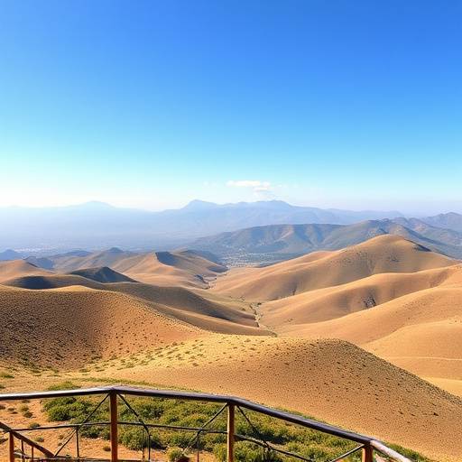 A panoramic view of a vibrant South African landscape with rolling hills and a clear blue sky, representing the rich culinary heritage of the region.