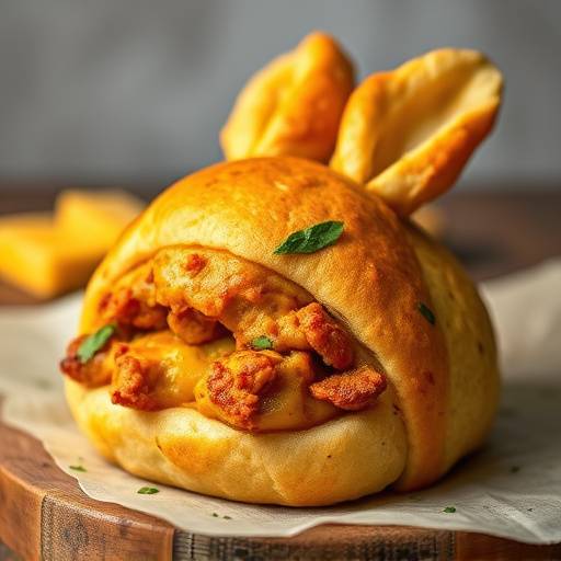 A perfectly prepared Bunny Chow, a hollowed-out loaf of bread filled with delicious curry.