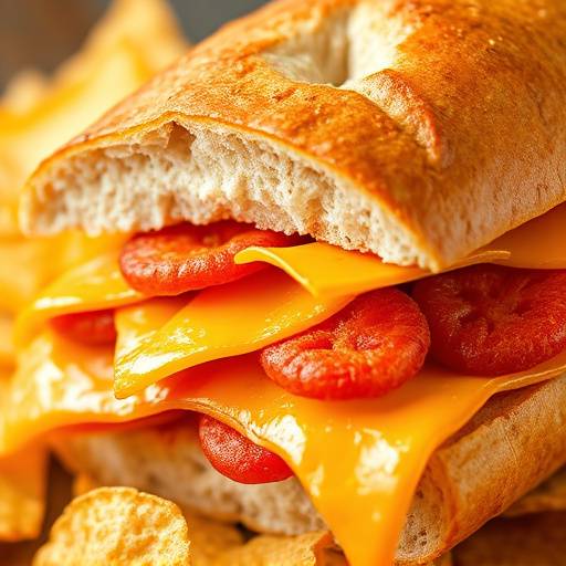 A towering Kota, a quarter loaf of bread layered with various fillings like polony, chips, cheese, and atchar.